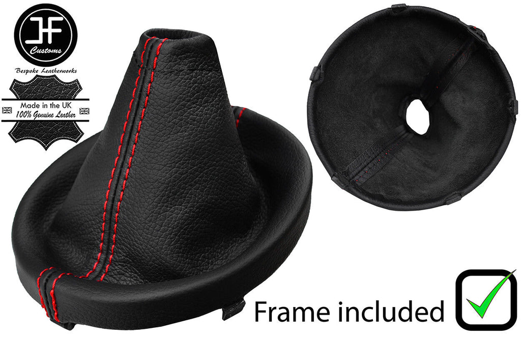 RED STITCH LEATHER GEAR GAITER+PLASTIC FRAME FOR SUBARU IMPREZA WRX STI 15-18