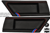 RED  STITCH TRI STRIPES 2X REAR DOOR CARD LTHR COVERS FITS BMW E36 COUPE 91-98