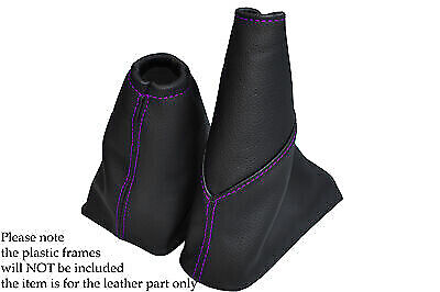 PURPLE STITCH FITS FORD FOCUS MK2 2005-2008 LEATHER GEAR+HANDBRAKE GAITERS SET