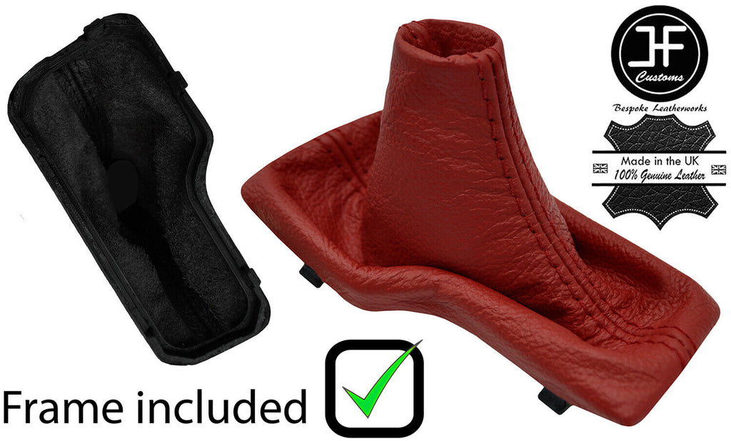 DARK RED REAL LEATHER AUTO GEAR GAITER + PLASTIC FRAME FITS KIA OPTIMA 2016-2019