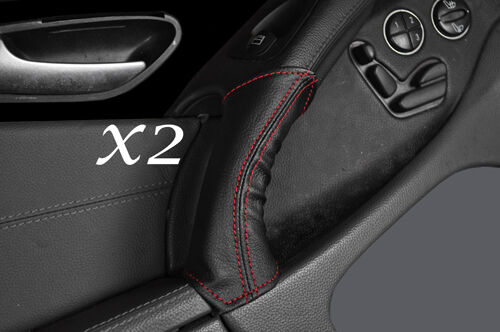 RED STITCH FITS MERCEDES SL CLASS R320 01-11 2X DOOR HANDLE LEATHER COVERS ONLY