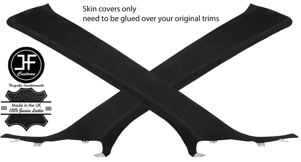 BLACK STITCH 2X A PILLAR SUEDE COVERS FOR MITSUBISHI LANCER EVO 10 X 2008-2016