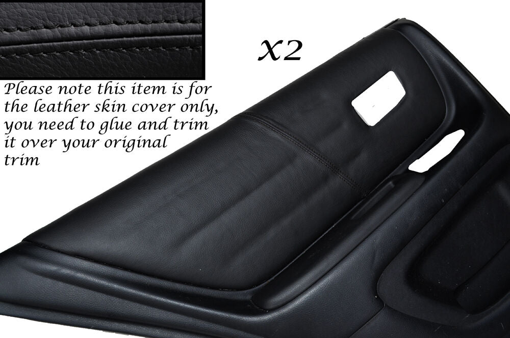 BLACK STITCH 2X REAR DOOR CARD TRIM SKIN COVERS FITS LEXUS IS200 1998-2005