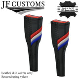 BLACK STITCH TRI STRIPES 2X SEAT BELT LONG COVERS FITS FORD MUSTANG 10-14