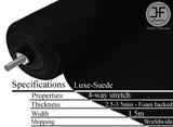 BLACK LUXE-SUEDE QUALITY CRAFTS AUTOMOTIVE FABRIC LUXURIOUS 300cm x 150cm