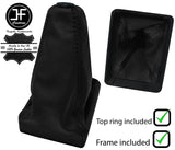 BLACK REAL LEATHER GEAR GAITER + PLASTIC FRAME + RING FOR FORD ESCORT MK5 90-96