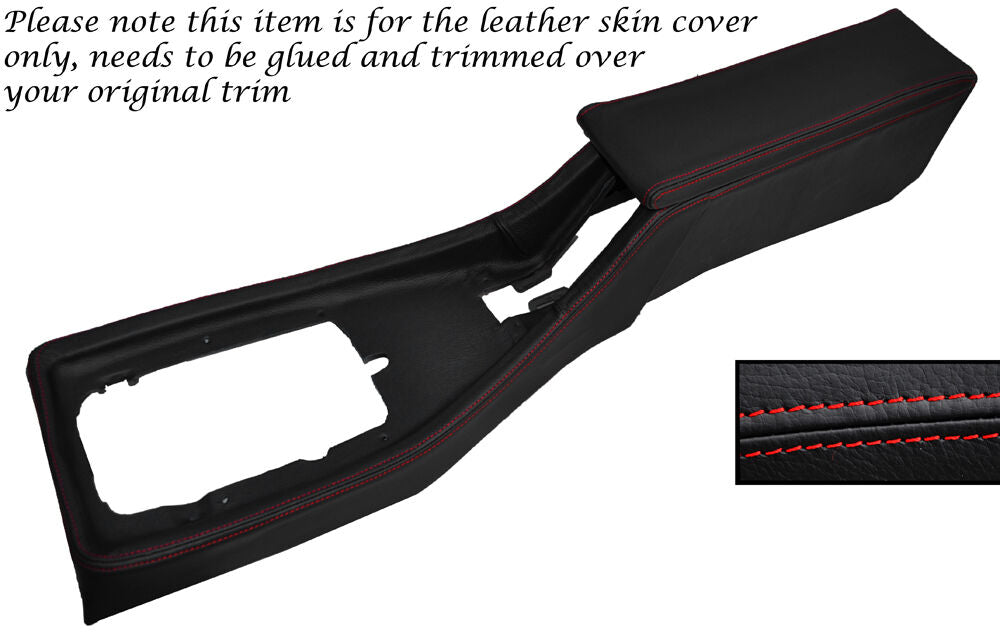 RED STITCH CENTRE CONSOLE COVER & ARMREST LEATHER COVER FITS TRIUMPH TR7 TR8