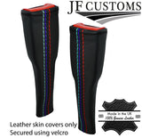 TRI STITCH BLACK LEATHER 2X SEAT BELT LONG COVERS FOR BMW 5 SERIES E60 E61 04-11