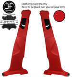 RED REAL LEATHER 2X UPPER AND 2X LOWER B PILLAR COVER FOR AUDI Q5 2008-2015