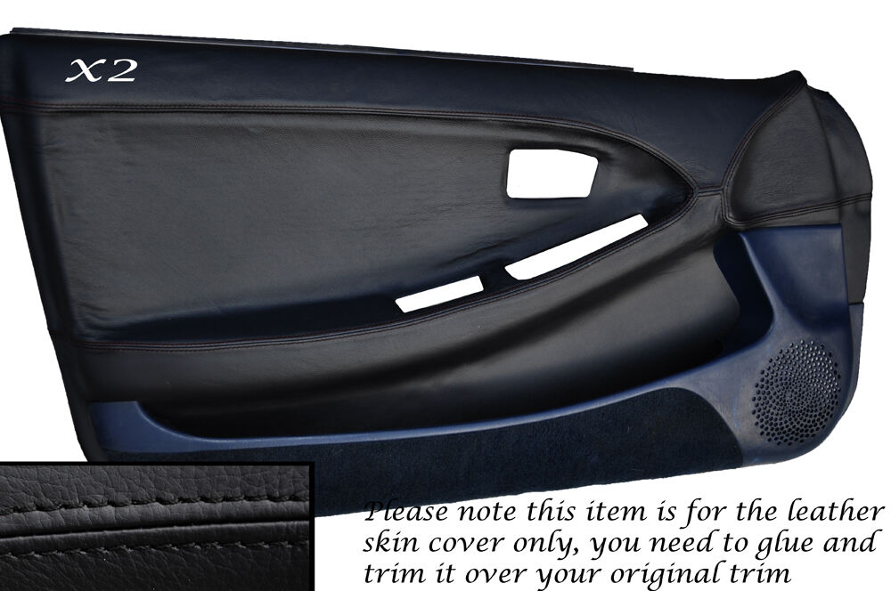 BLACK STITCH 2X FULL DOOR CARD LEATHER SKIN COVER FITS TOYOTA MR2 MK2 1989-2000