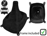 BLACK STITCHING SUEDE GEAR GAITER+PLASTIC FRAME FOR MITSUBISHI LANCER EVO 4 5 6