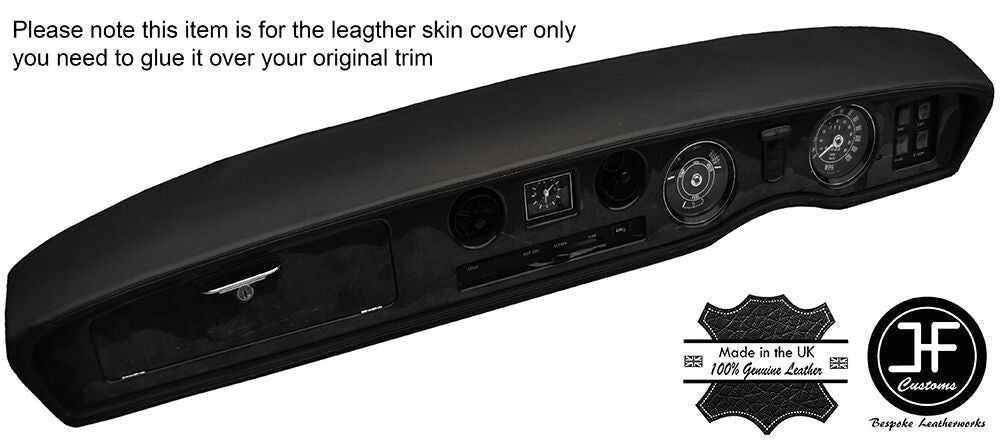 BLACK STITCH DASH DASHBOARD LEATHER COVER FITS AUSTIN VANDEN PLAS 1500