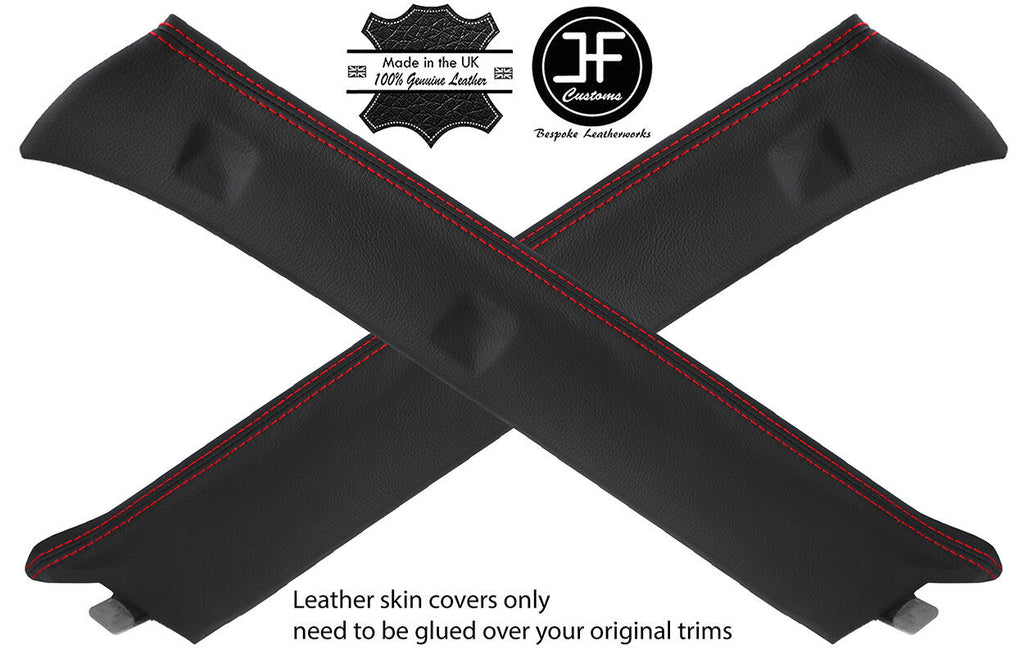 RED STITCH 2X A PILLAR REAL LEATHER COVERS FITS MITSUBISHI SHOGUN PININ 99-06
