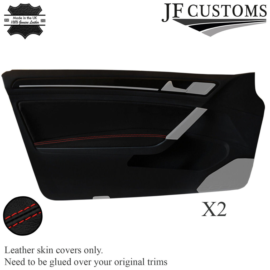 RED STITCH LEATHER 2X FRONT DOOR ARMREST COVER FOR VW GOLF MK7 13-19 3DR
