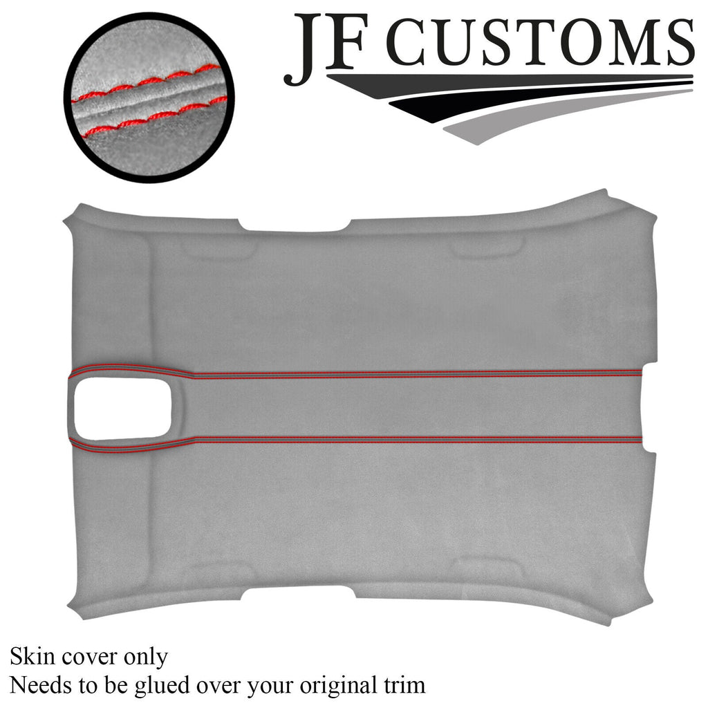 RED STITCH L GREY SUEDE HEADLINER COVER FOR JAGUAR X350 XJ8 04-07 5 DOOR