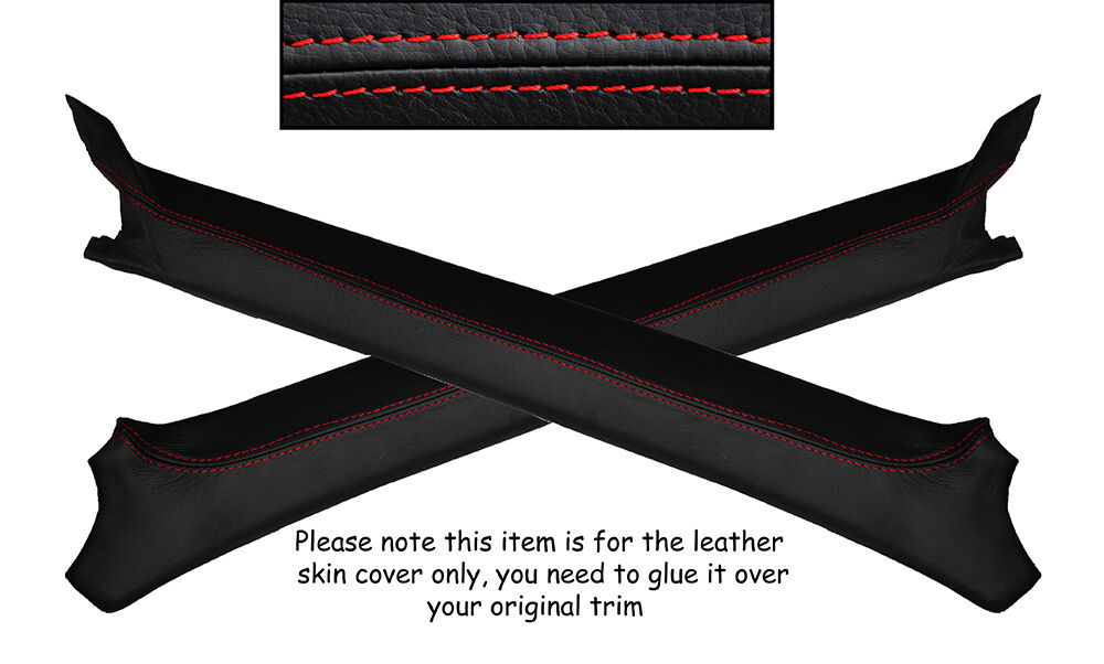 RED STITCH 2X A POST PILLAR LEATHER SKIN COVERS FITS TOYOTA CELICA 1986-1989
