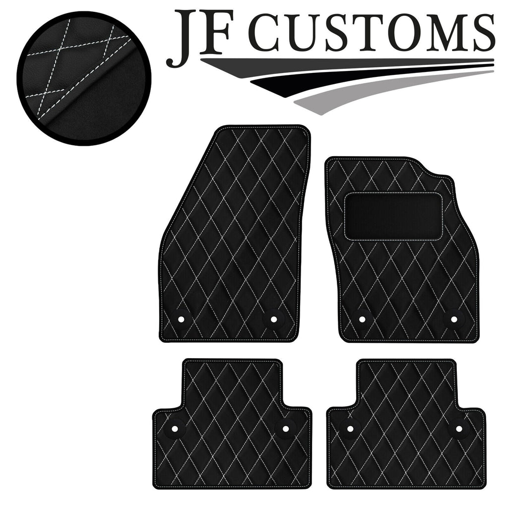 WHITE DIAMOND STITCH VINYL 4X TAILORED FLOOR CARPETS FOR VOLVO V50 04-12 JF1