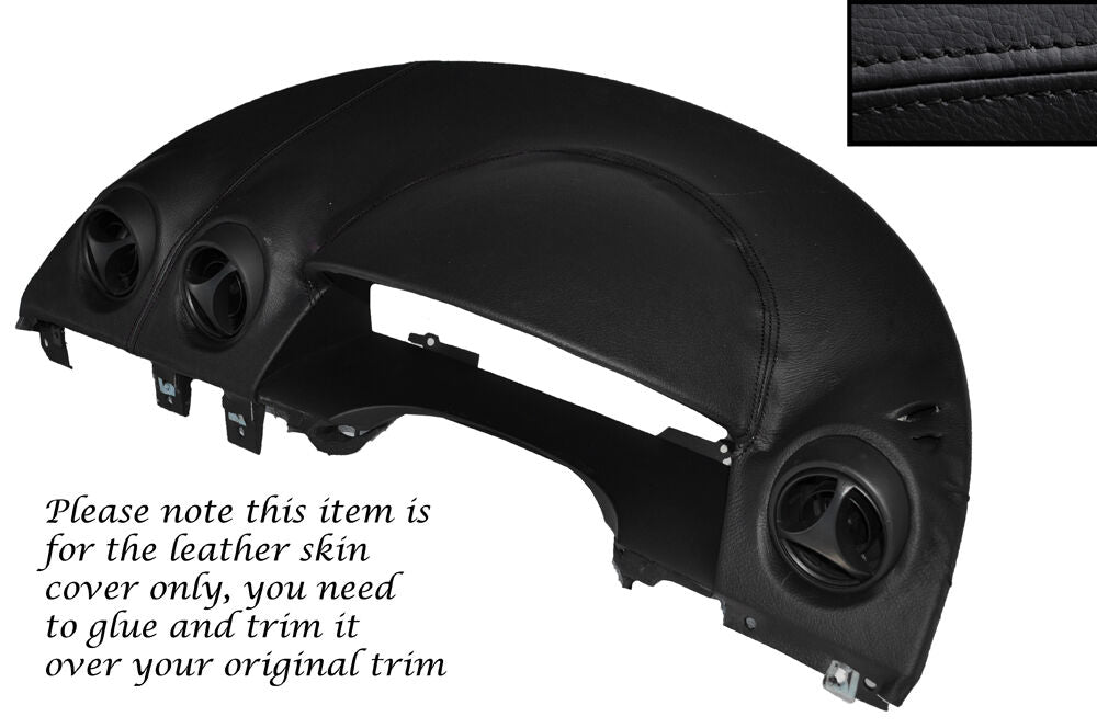 BLACK STITCH DASH SPEEDO SURROUND LEATHER SKIN COVER FITS FORD COUGAR 98-02