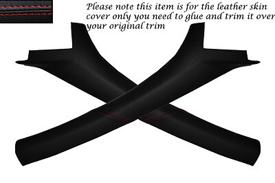 RED STITCH FITS PEUGEOT 206 1998-2010 2X WINDSCREEN PILLAR LEATHER COVERS ONLY