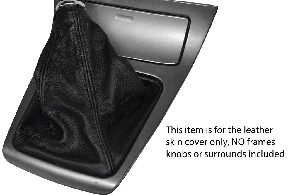 BLACK STITCHING MANUAL LEATHER SKIN GEAR GAITER FITS SUBARU FORESTER 2003-2008