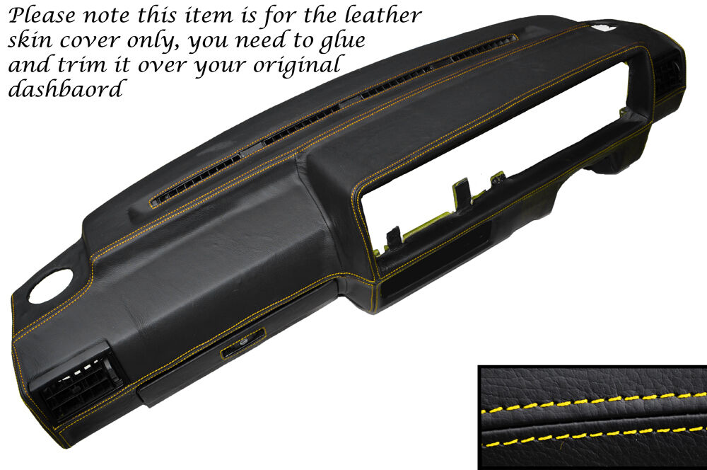 YELLOW STITCH DASH DASHBOARD LEATHER SKIN COVER FITS VW GOLF MK2 II JETTA 83-92