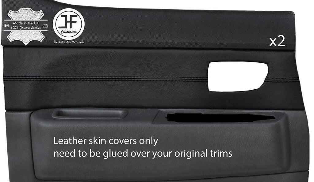 BLACK STITCH 2X REAR DOOR CARD LEATHER COVERS FOR FORD RANGER MAZDA BT50 06-12