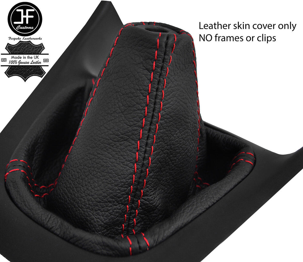 RED STITCH TOP GRAIN REAL LEATHER MANUAL GEAR GAITER FITS HYUNDAI I10 07-2014