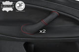 RED STITCH 2X FRONT DOOR HANDLE LEATHER COVER FITS FORD MONDEO MK4 2007-2013
