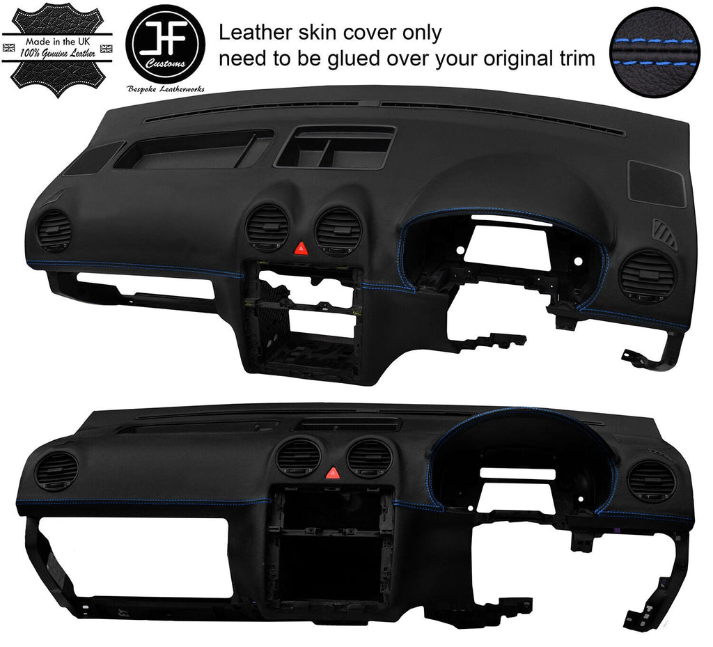 BLUE STITCHING DASH DASHBOARD REAL LEATHER COVER FITS VW CADDY MK3 2005-2015