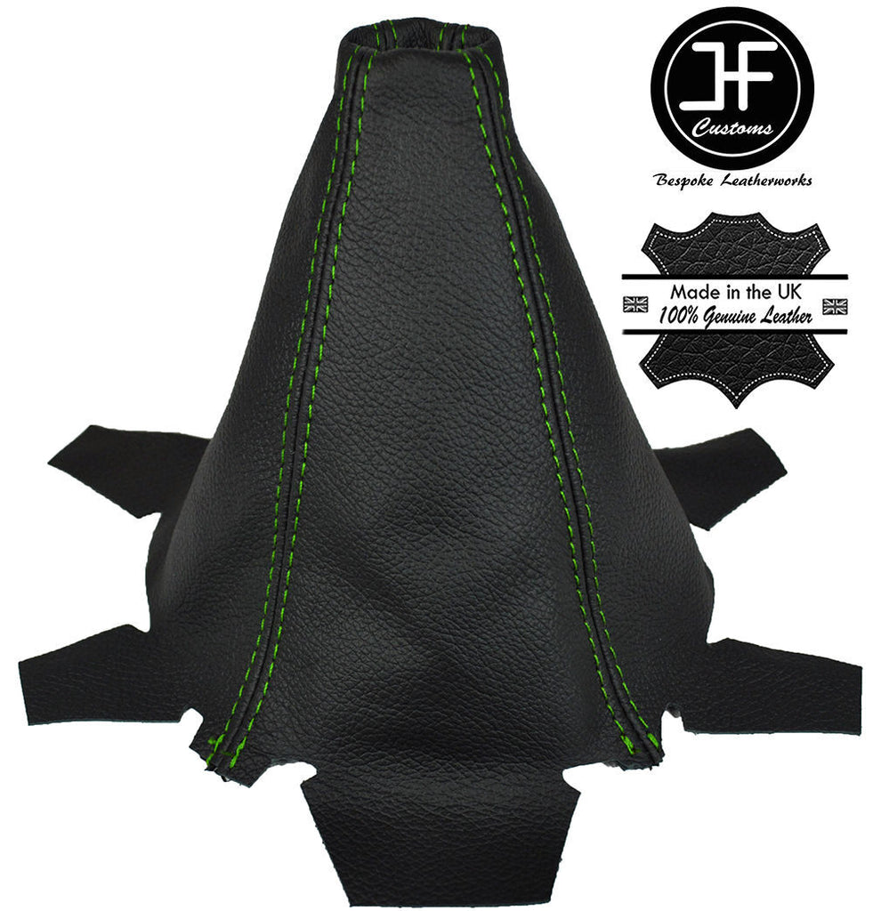 GREEN STITCHING FOR HONDA JAZZ 2009-2014 BLACK LEATHER GEAR STICK GAITER COVER