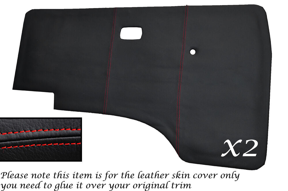 RED STITCH 2X DOOR CARDS LEATHER SKIN COVERS FITS VW T25 T3 WESTFALIA CAMPER