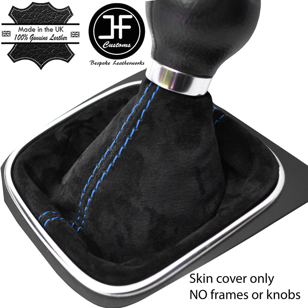 BLUE STITCH REAL SUEDE MANUAL GEAR GAITER FITS VW GOLF MK6 VI 2009-2013