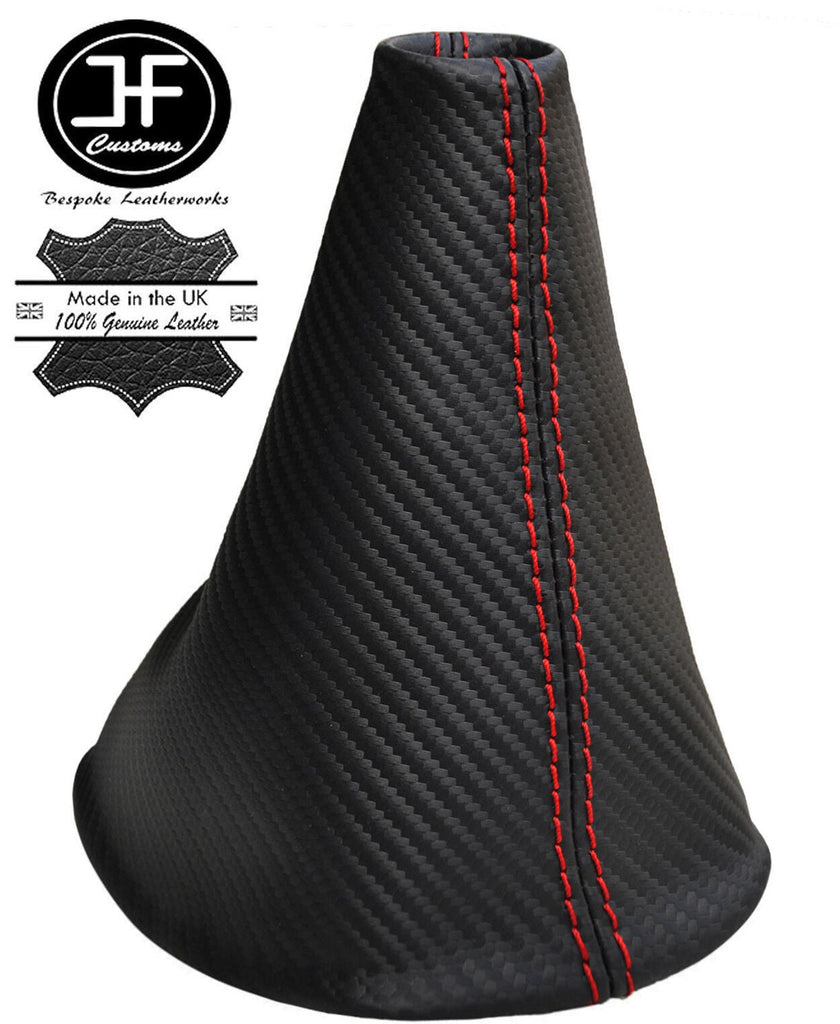 RED STITCH CARBON FIBER VINYL GEAR GAITER FITS VW T5 TRANSPORTER 2003-2011