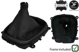 BLACK STITCH REAL LEATHER GEAR GAITER + PLASTIC FRAME FOR HYUNDAI i30 2007-2011