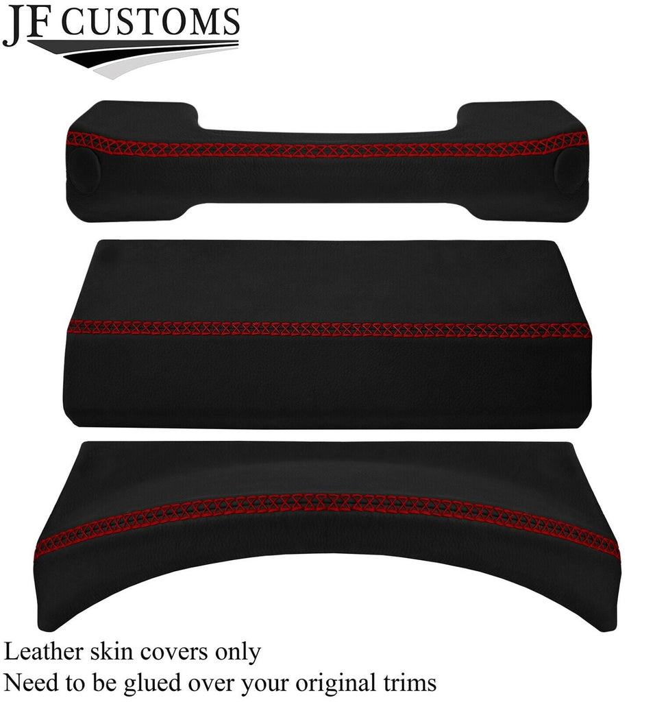 D RED LUX-STITCH LEATHER 3X DASH TRIM COVERS FOR LAND ROVER DEFENDER 07-16