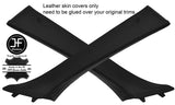 BLACK & BLACK REAL LEATHER 2X A POST PILLAR COVERS FITS BMW X6 E71 2007-2014
