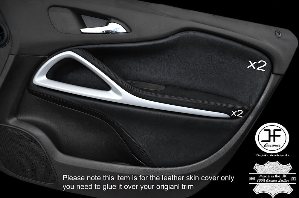 BLACK STITCH 2X FRONT DOOR CARD TRIM COVERS FITS VAUXHALL OPEL ZAFIRA C 12-16
