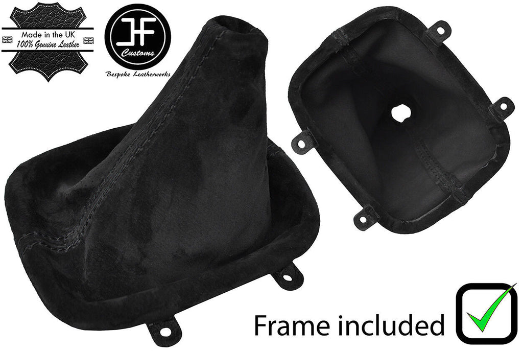 BLACK STITCHING REAL SUEDE GEAR GAITER+PLASTIC FRAME FITS NISSAN S13 1988-1993