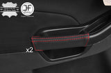 RED STITCH 2X DOOR HANDLE LEATHER COVERS FOR FORD FIESTA MK9 2013-2017 3 DOOR