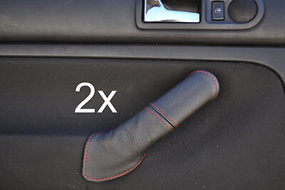 red stitch FITS VW GOLF MK4 4 IV 2X REAR LEATHER DOOR HANDLE COVERS CUSTOM NEW
