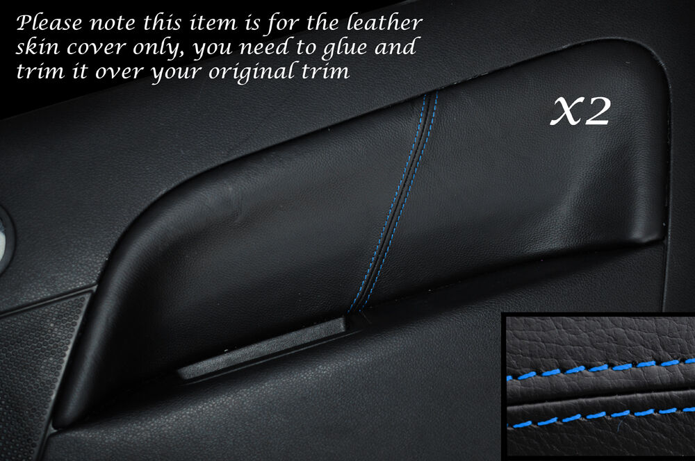 BLUE STITCH 2X REAR DOOR CARD TRIM LEATHER COVERS FITS FIESTA MK6 02-08 5 DR