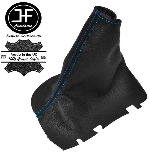 BLUE STITCHING FITS VOLVO V70  2000-2007 BLACK HANDBRAKE GAITER LEATHER COVER