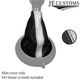 BLACK & WHITE STRIPE LEATHER MANUAL GEAR GAITER FITS BMW MINI F55 F56 14-16