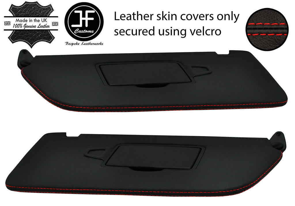 RED STITCH 2X SUN VISORS LEATHER COVERS FOR MERCEDES VITO W447 15-20 2 MIRROR