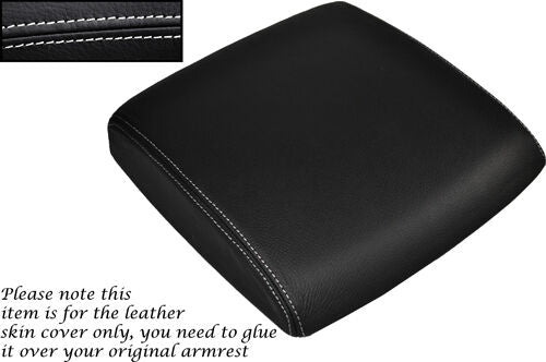 WHITE STITCHING FITS NISSAN PATROL Y61 98-13 LEATHER ARMREST SKIN COVER ONLY