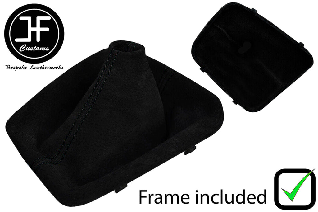 BLACK STITCH SUEDE MANUAL GEAR GAITER + PLASTIC FRAME FOR BMW E46 1999-2005