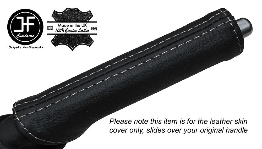 WHITE STITCHING HANDBRAKE HANDLE LEATHER COVER FITS TOYOTA AURIS 2012-2016