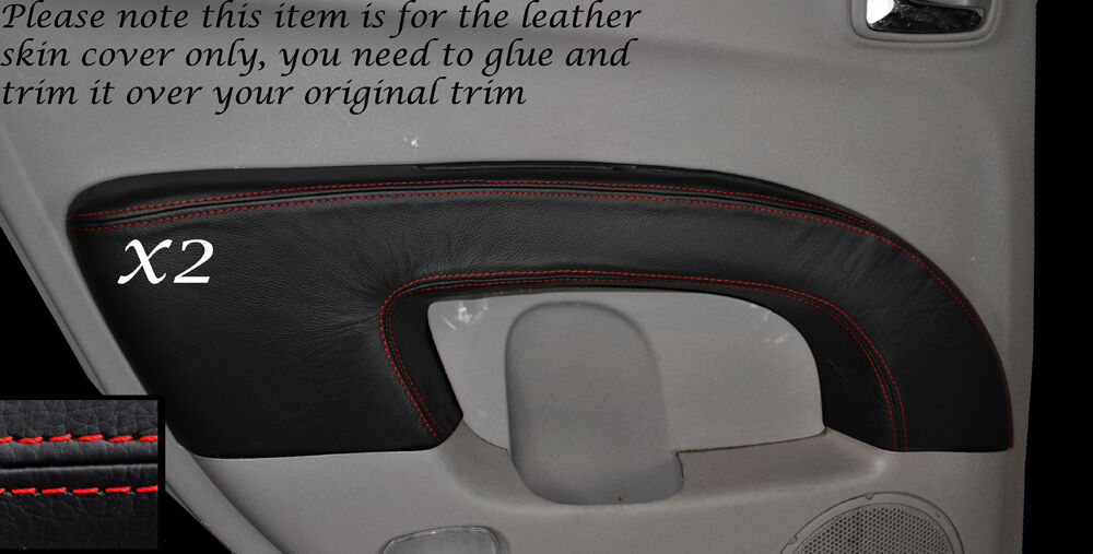 RED STITCH 2X REAR DOOR CARD TRIM SKIN COVERS FITS MITSUBISHI L200 2006-2014