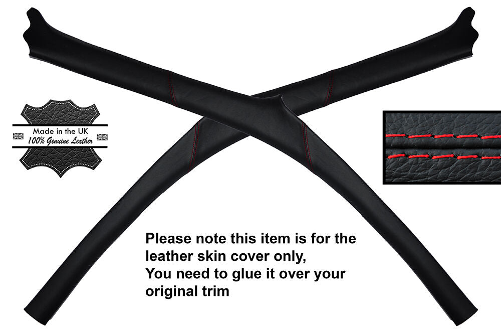RED STITCH 2X A PILLARS LEATHER SKIN COVERS FITS FITS HYUNDAI COUPE 1999-2001