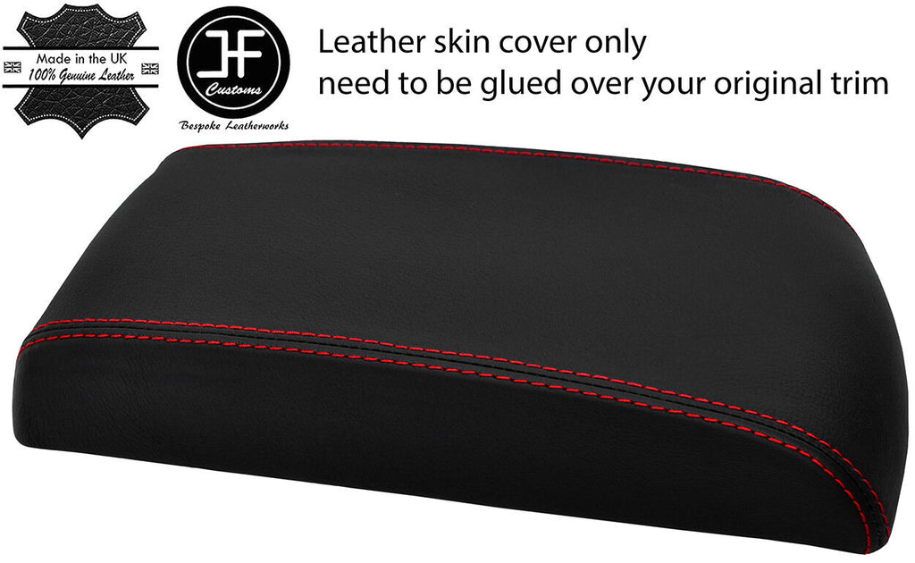 RED STITCHING ARMREST LID REAL LEATHER COVER FITS PEUGEOT 508 2011-2017